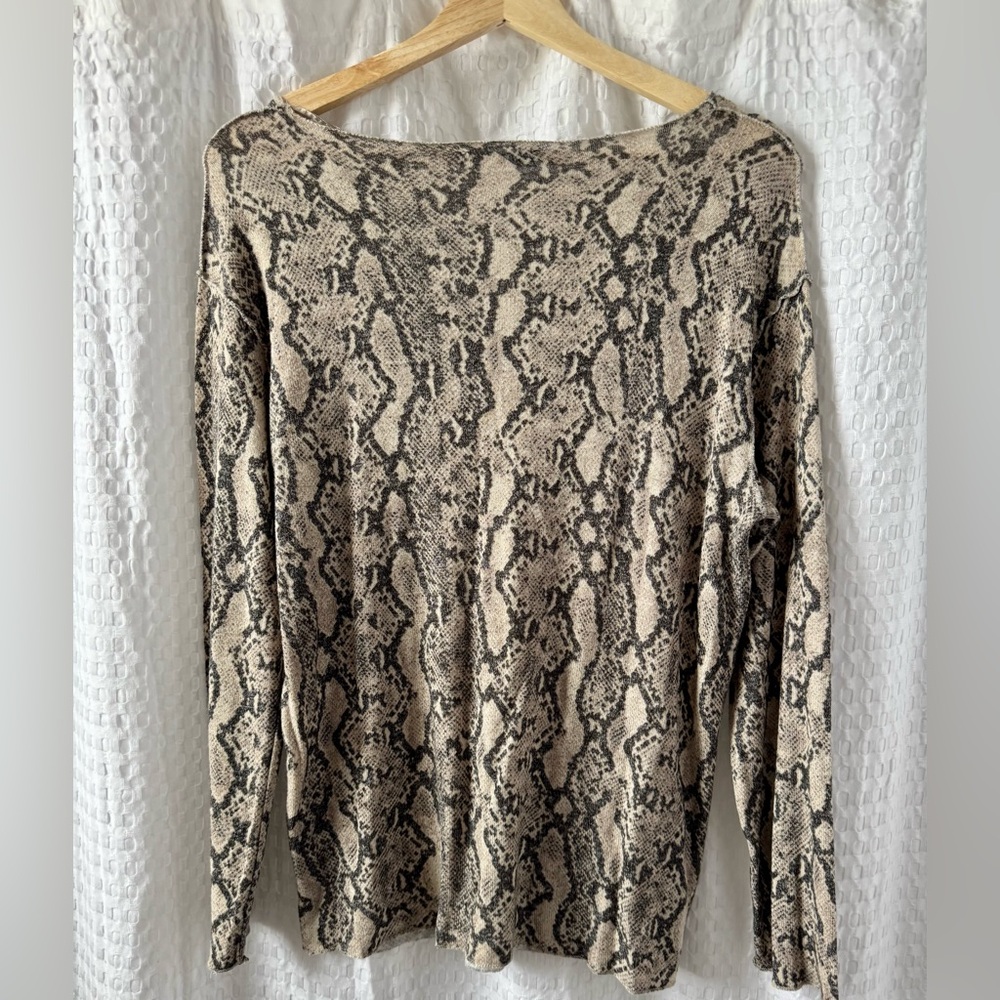 Zara Snake Print Fine Knit Sweater Top, Sz. M